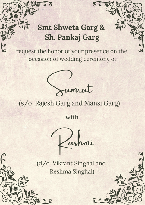 Wedding invitation format 1 family page