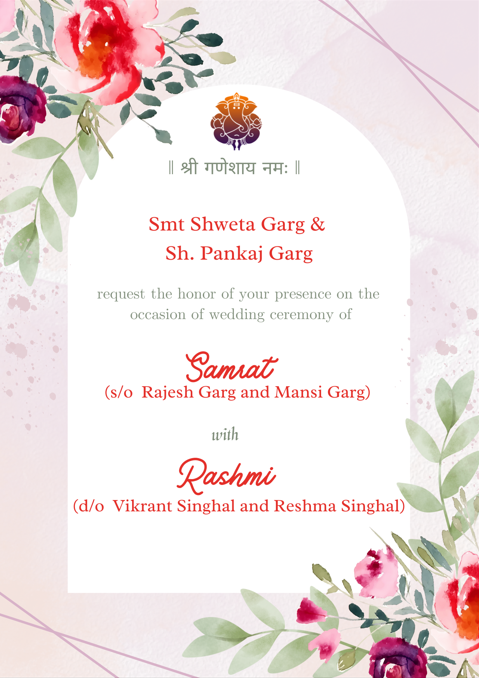 Wedding invitation card format 3 family page