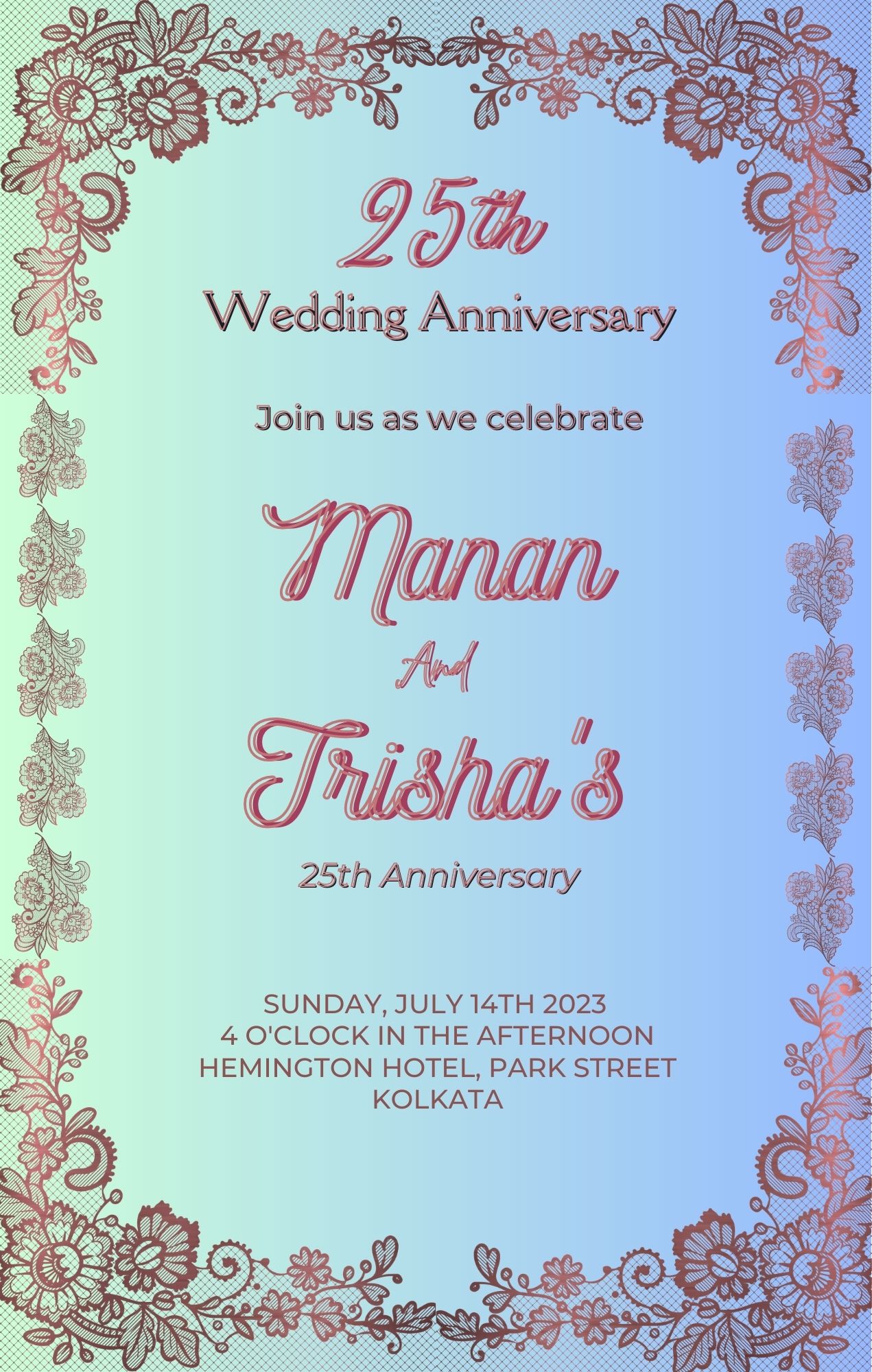 Wedding Anniversary Invitation Card Floral - Shaadi Vibes