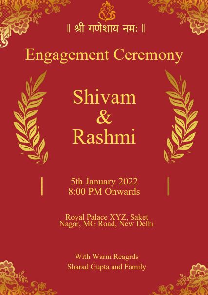 Ring ceremony invitation