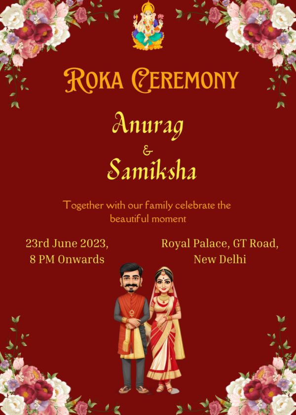 Roka ceremony card Ganeshji 1