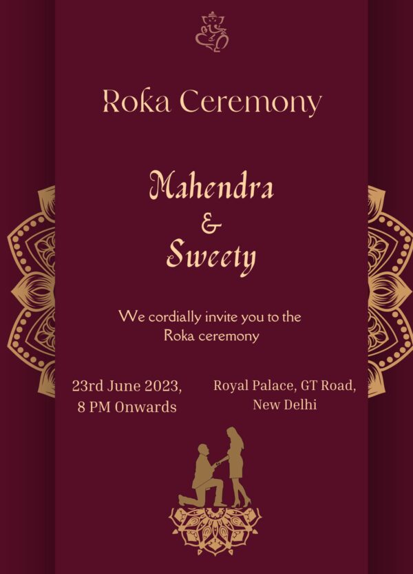 Roka ceremony invitation propose