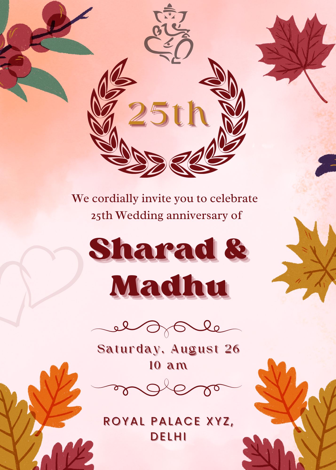 25th wedding anniversary invitation card maker online