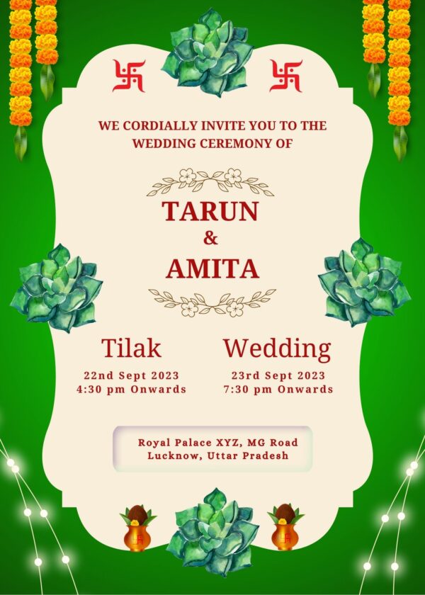 Hindu Marriage invitation card