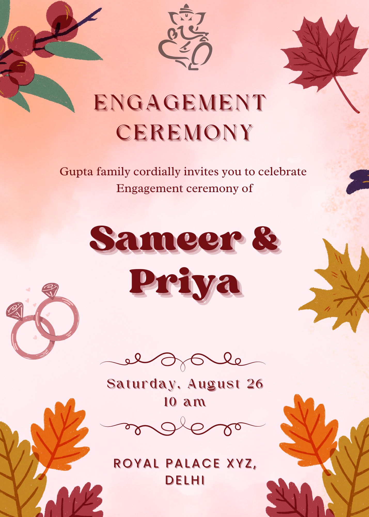 engagement invitation card in hindi