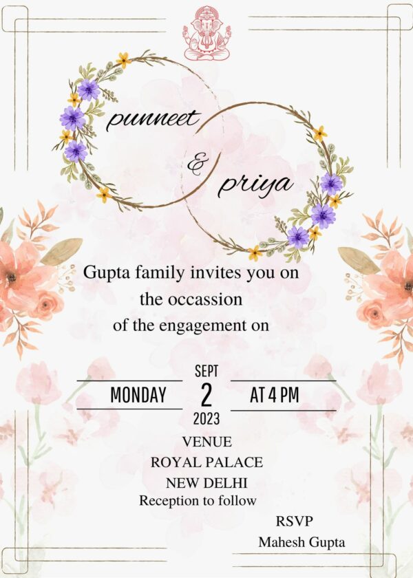 gujarati engagement invitation card