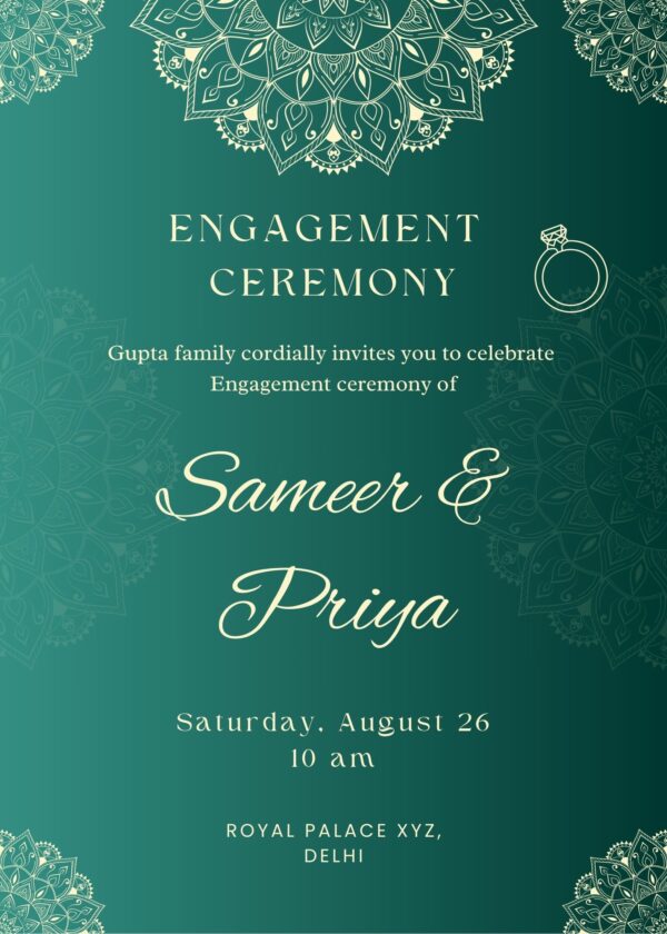 indian engagement invitation card