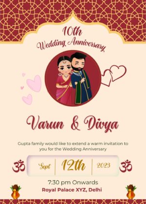 invitation card for marriage anniversary