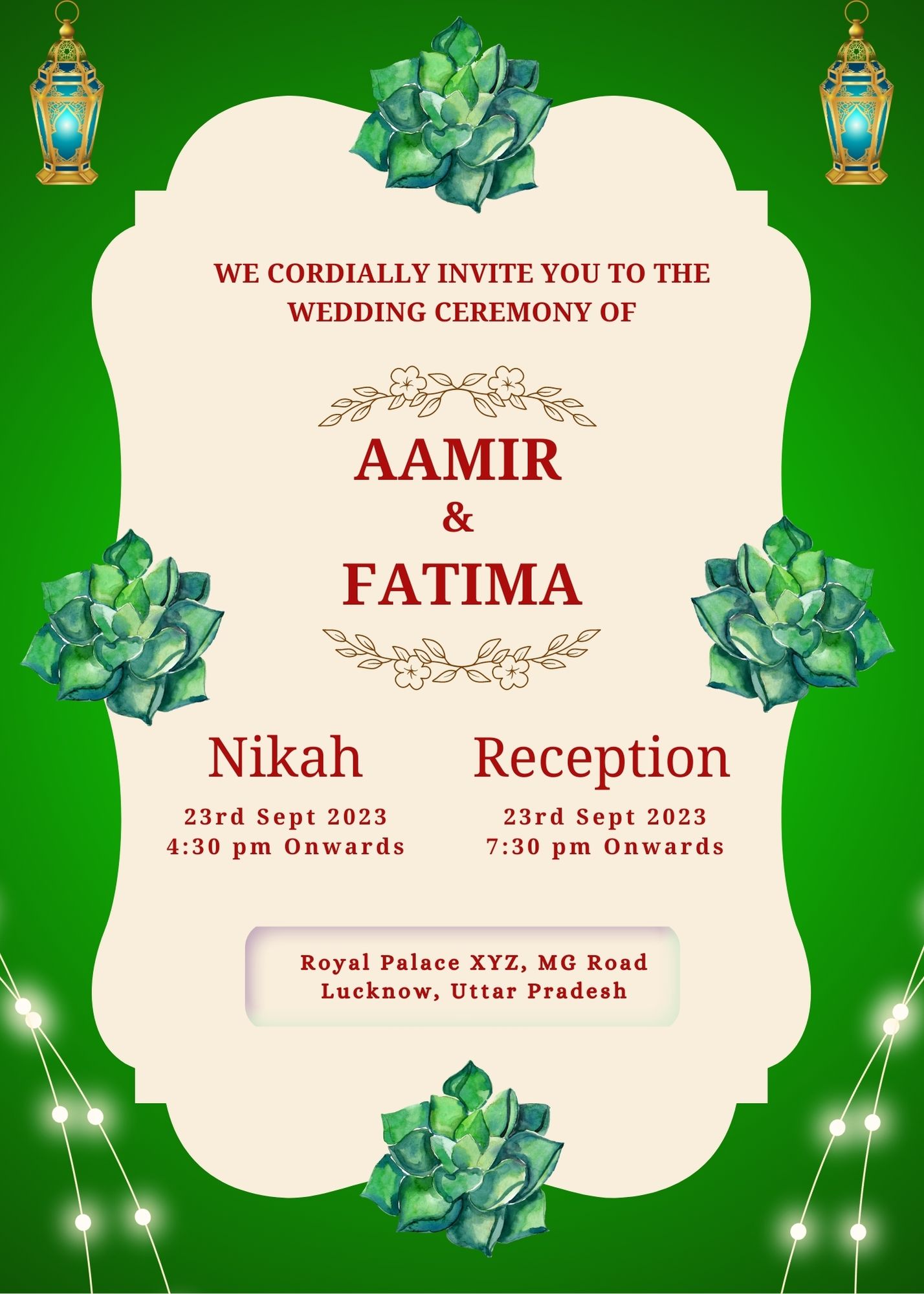 muslim marriage invitation card