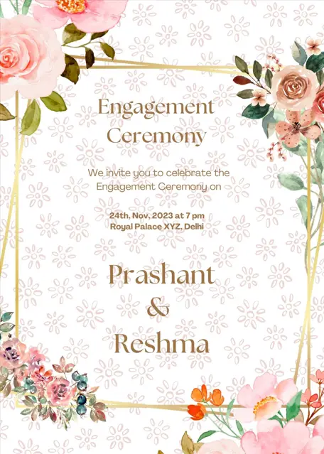 Floral ring Ceremony invite