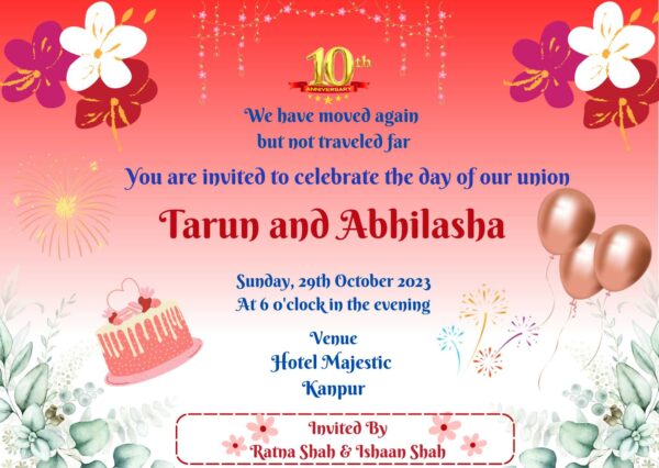 Indian wedding anniversary invitation card online