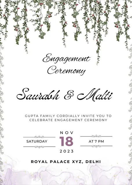 Engagement invitation with leaves