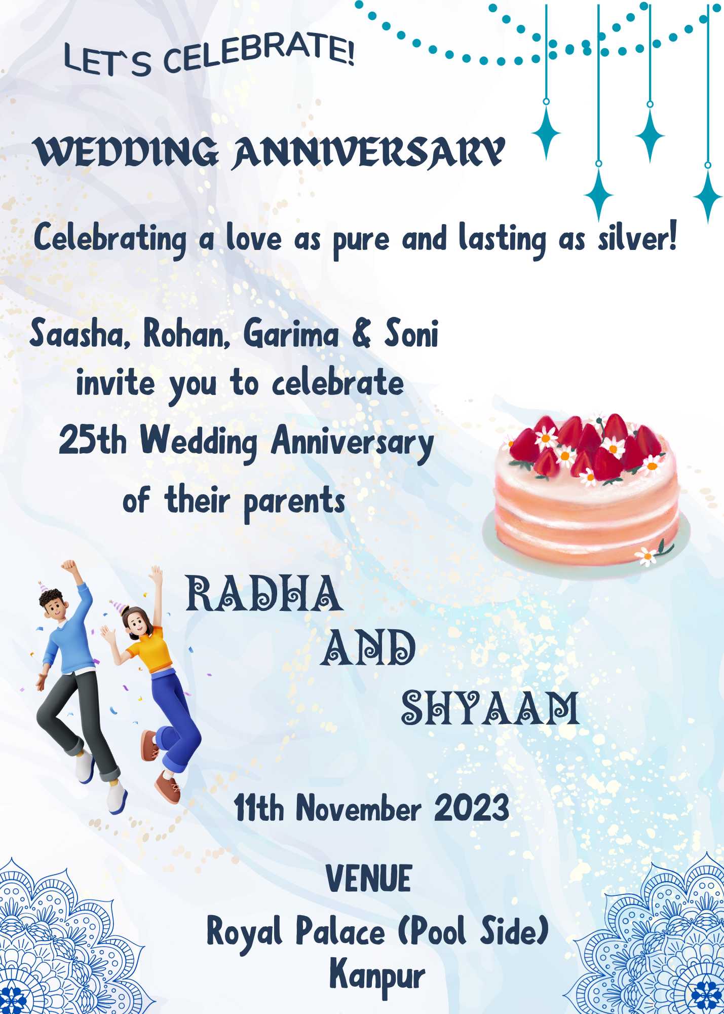 silver jubilee wedding anniversary card download