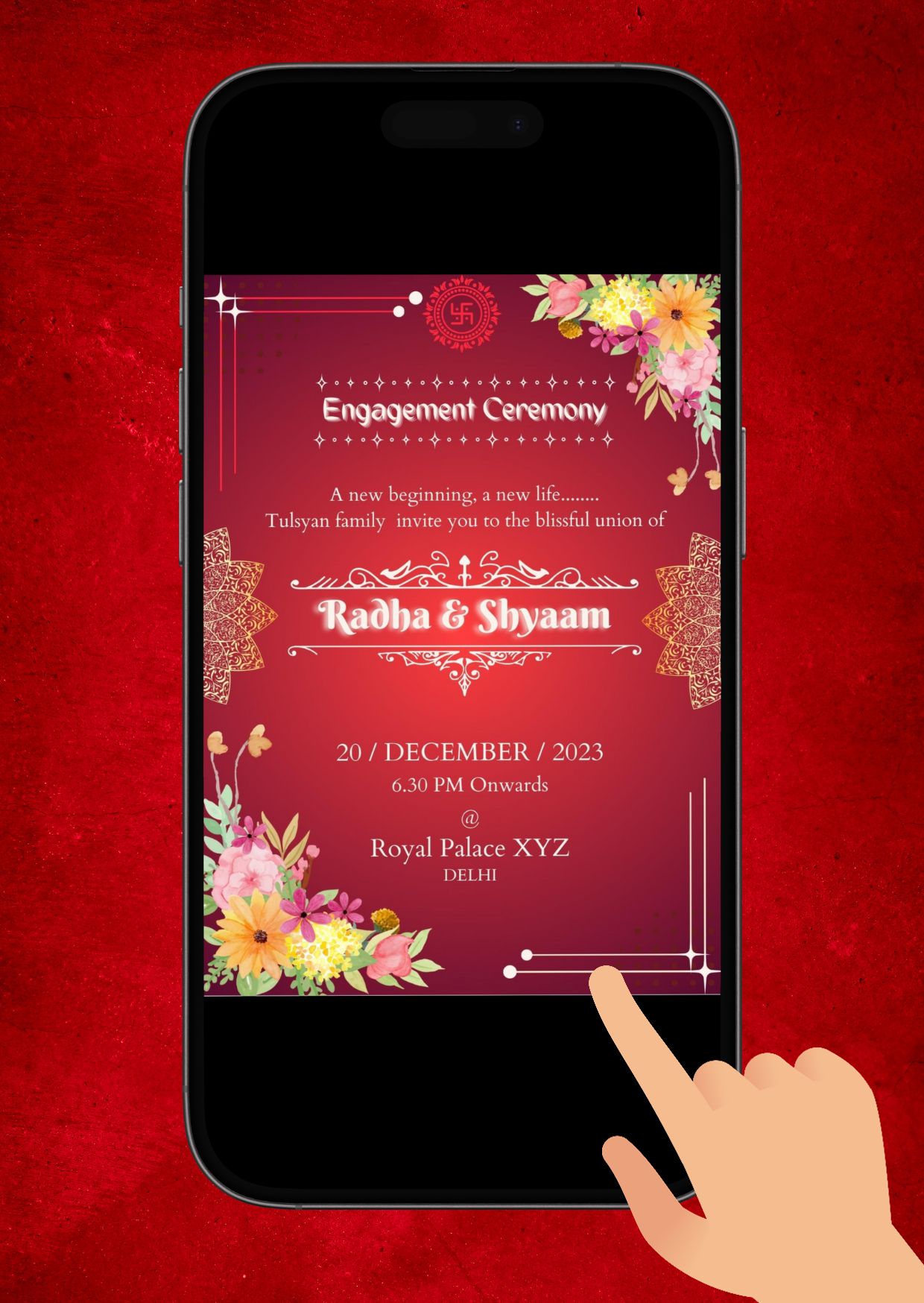 Engagement ceremony invitation mobile view