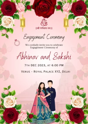Indian Engagement ceremony card for party