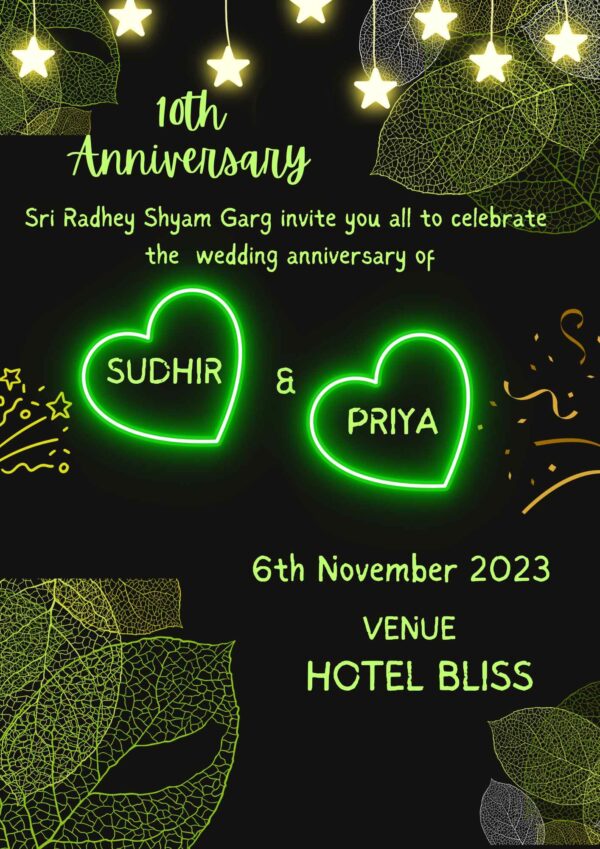Indian wedding anniversary invitation