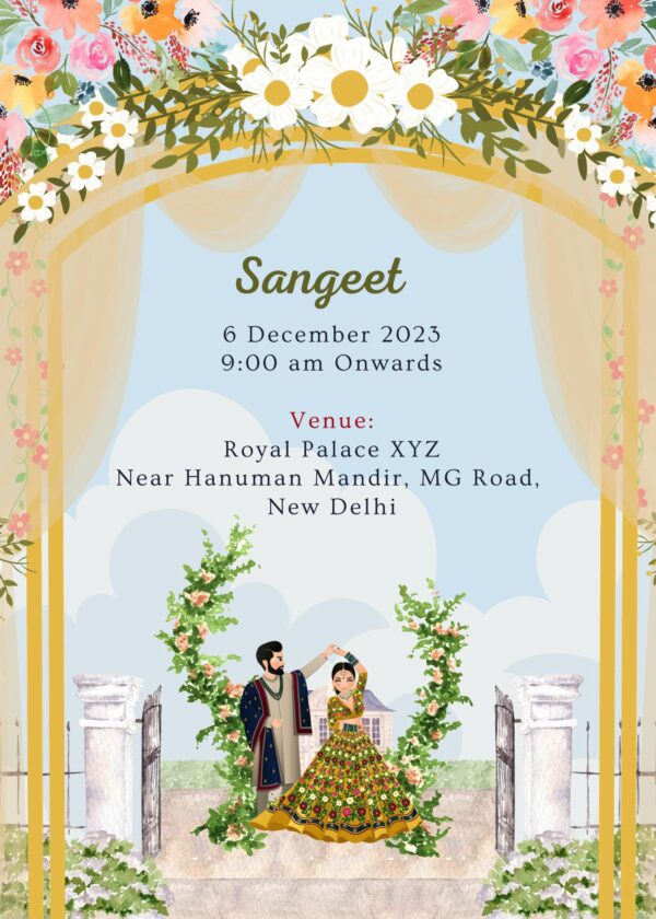 Wedding invitation with Sangeet function