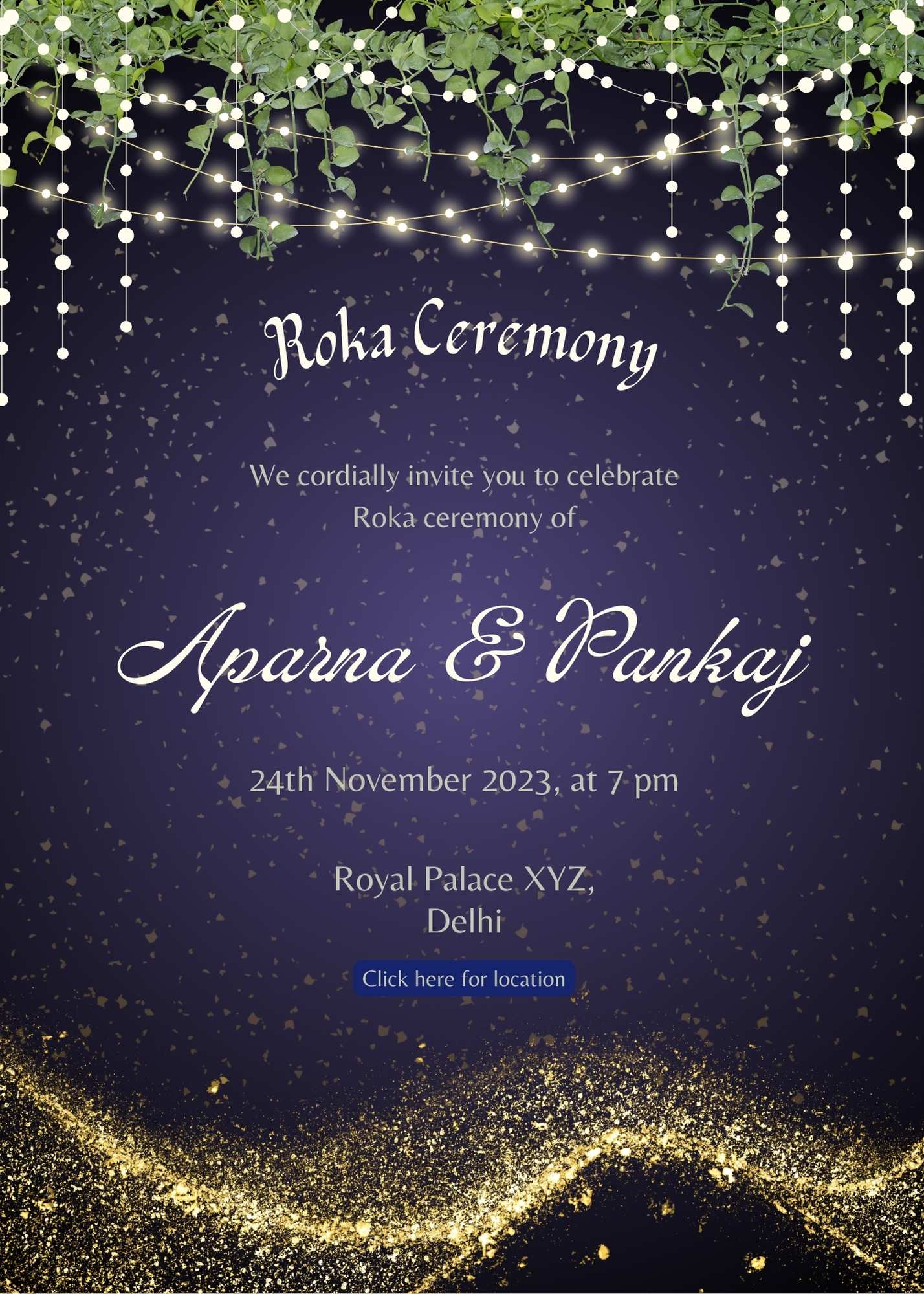 Roka Invite with stars background