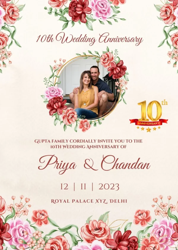 10th wedding anniversary invitation template