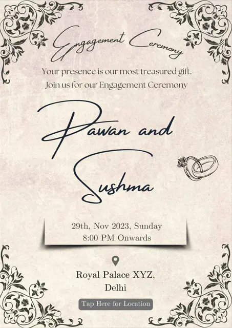 Engagement ceremony invitation card with beautiful design