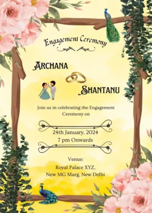 Online Engagement ceremony invite in PDF and image format