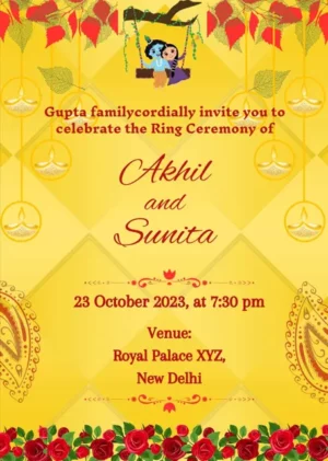 Engagement invitation template with Shri Krishna