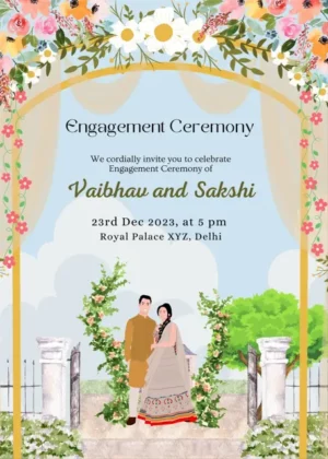 Engagement invitation card with landscape background design