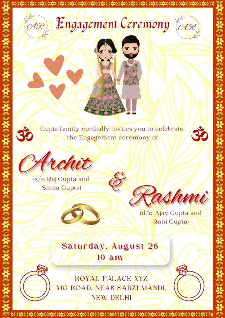 Engagement card traditional design